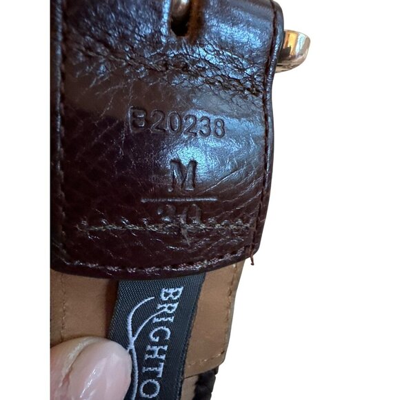 Brighton Brown Leather Med Belt Silver-Tone Scroll Buckle & Woven Cutout Design - Picture 5 of 5